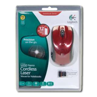 Logitech V450 Nano Cordless Notebook Laser Mouse Red  
