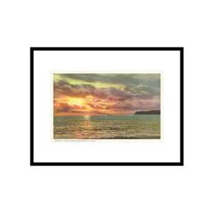 Sunset off Point Poma, San Diego, California Pre Matted Poster Print 