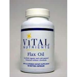 Vital Nutrients Flax Oil Certified Organic 1000mg 100 Capsules