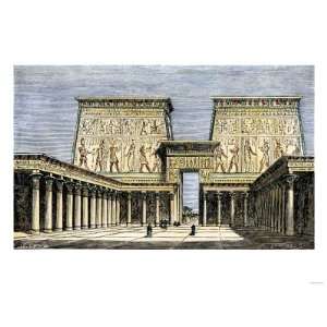 Great Temple at Thebes in Ancient Egypt, Restored View Premium Poster 