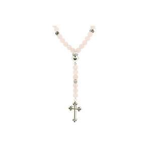  King Baby Studio 10mm Rose Quartz Heart Rosary Necklace 