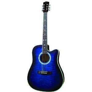   IDC BLF Acoustic Electric Guitar   Blue Sunburst: Musical Instruments
