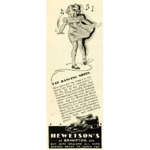 1939 Ad Hewetsons Tap Dancing Shoes Brampton ON Canada Child Dance 