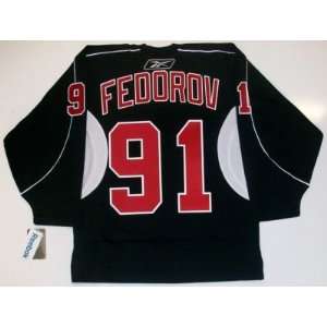  Sergei Fedorov Detroit Red Wings Black Rbk Jersey   Small 