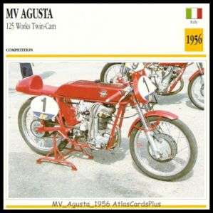 Classic Bike Pic Card 1956 MV Agusta 125 Works Twin Cam  