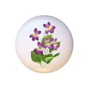  Violas Flowers Floral Drawer Pull Knob