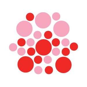   90   Red / Pink Circles Polka Dots Vinyl Wall Graphic Decals Stickers