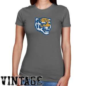  Memphis Tigers Ladies Charcoal Distressed Logo Vintage 