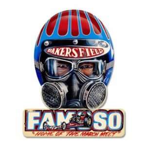    Famoso Bakersfield Drag Race Helmet Metal Sign: Home & Kitchen