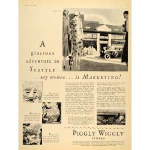  1930 Ad Piggly Wiggly Grocery Seattle Vintage Dress Yacht 