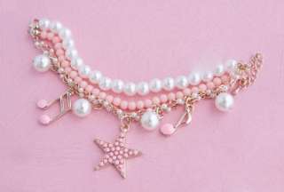 Fashion Music note star Imitation pearl multilayer bracelet  