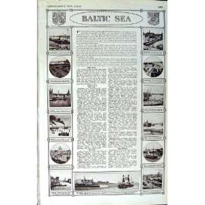  MAP 1922 BALTIC SEA PLAN RIGA LIBAU COPENHAGEN PORTS