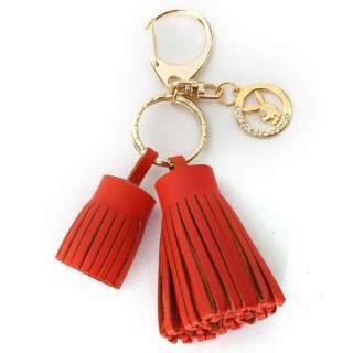 New Leather Tassel Key Chain Ring & handbag Charming Accessory Orange 
