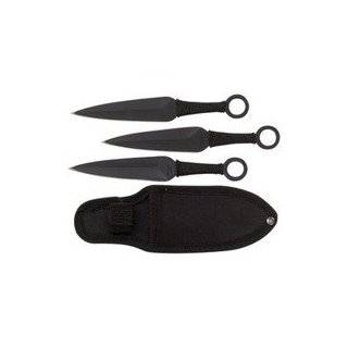 Set 3 Ninja Stealth Black Throwing Knives with Nylon Case