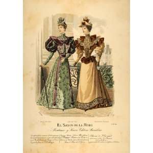  1894 Victorian Ladies Fashion Street Dress Lithograph 