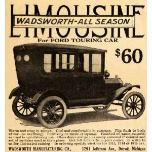  1915 Ad Limousine Wadsworth All Season Ford Touring Car 