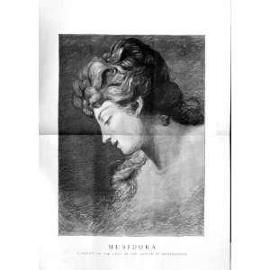  1876 Antique Portrait Musidora Gainsborough Print