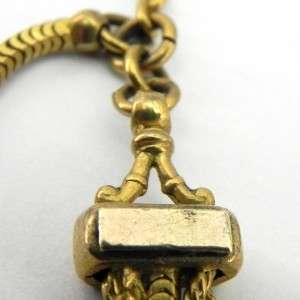Superb antique gold metal Albertina watch chain with agate fob charm 