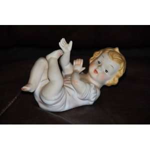  Vintage Laying on Back Bisque Porcelain Girl Baby Piano 