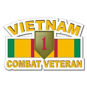 US Army 1st Infantry Division Vietnam Combat Veteran with Ribbon Decal 