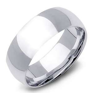  Comfort Fit Plain Dome Platinum Wedding Band Ring (8mm 