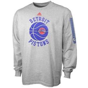 adidas Detroit Pistons Youth Ash True Mesh Ball Long Sleeve T shirt 