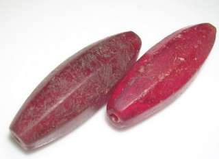 TWO LARGE CRANBERRY FACETED TRADE BEADS   trade beads  