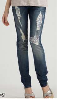 for all Mankind Roxanne Classic Skinny Patchwork Stretch Jeans Sz 25 