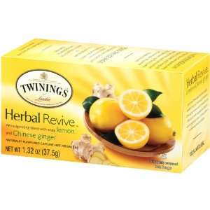 Twinings Herbal Revive, Lemon and Chinese Ginger Tea, 25 Ct Box