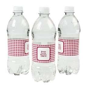  Personalized Red Gingham Water Bottle Labels   Tableware 