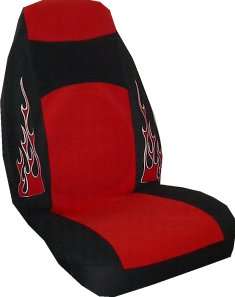 SPORT CAR SEAT COVERS RED BLACK FLAME VELOUR 7 PCE HB  