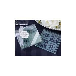 Snow Crystals Glass Coasters (Set of 2) Kitchen 