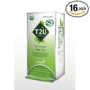 T2U Green Tea, 1.49 Ounce Bags (Pack of 16):  Grocery 