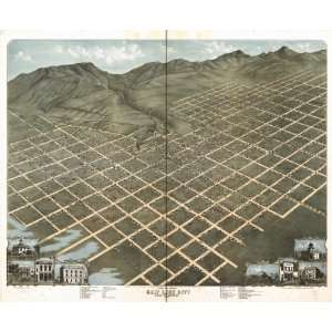   1870 Birds eye map of Salt Lake City, Utah Territory