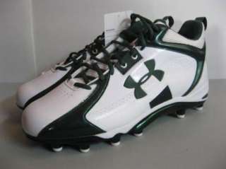   Mens UNDER ARMOUR Combat Mid White Green American Football Cleats 13.5