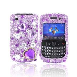 For Blackberry Curve 8520 8530 Bling Case PURPLE HEARTS 