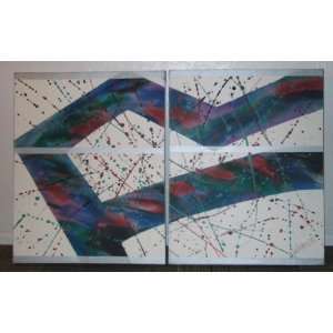  MODERN ART ABSTRACT DIPTYCH PAINTING ON TWO 24 x 30 GALLERY 