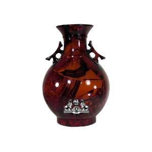  13.5 VINTAGE CHINESE RED CINNARBAR LACQUER VASE: Home 