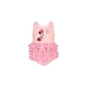  Disney Pink One Piece Ruffles Minnie Mouse Swimsuit bathing suit 