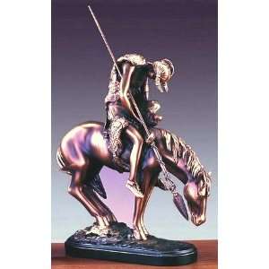  Indian & Horse Sculpture   13.5 Tall x 11.5 Wide   Woodtone Base 9 