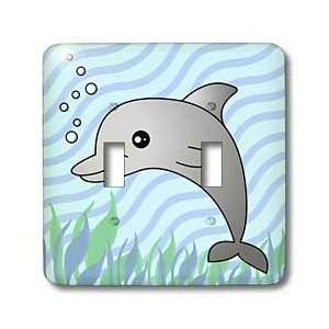  Janna Salak Designs Under the Sea   Cute Grey Dolphin Blue 