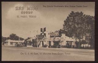 Postcard EL PASO TX Red Mill Court View 1930s  
