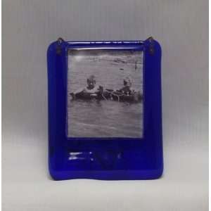   Cobalt Blue Fused Glass Picture Frame by Bill Aune: Home & Kitchen