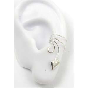    Sterling Silver Puffy Heart Ear Cuff Left Non Piercing Jewelry