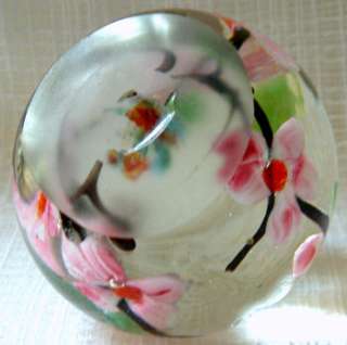 Pretty Art Glass Paperweight FLOWERS / BLOSSOM Fig Shaped  