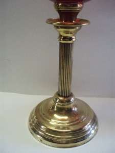   Antique Cranberry Swirl Oil Lamps Brass Column Gaudard MINT  