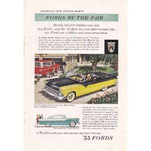 1955 Ad Ford Fairlane Sunliner & Custom Ranch Wagon Original Vintage 