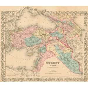    Colton 1855 Antique Map of Turkey in Asia