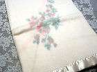 Unused Vtg Roses&Bows Size Blanket Made in USA Hand Scr