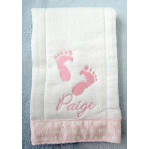  Personalized Burp Cloth   Footprints Baby